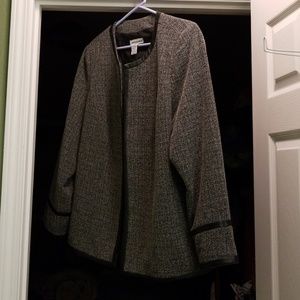 Thick Leather Trimmed Blazer